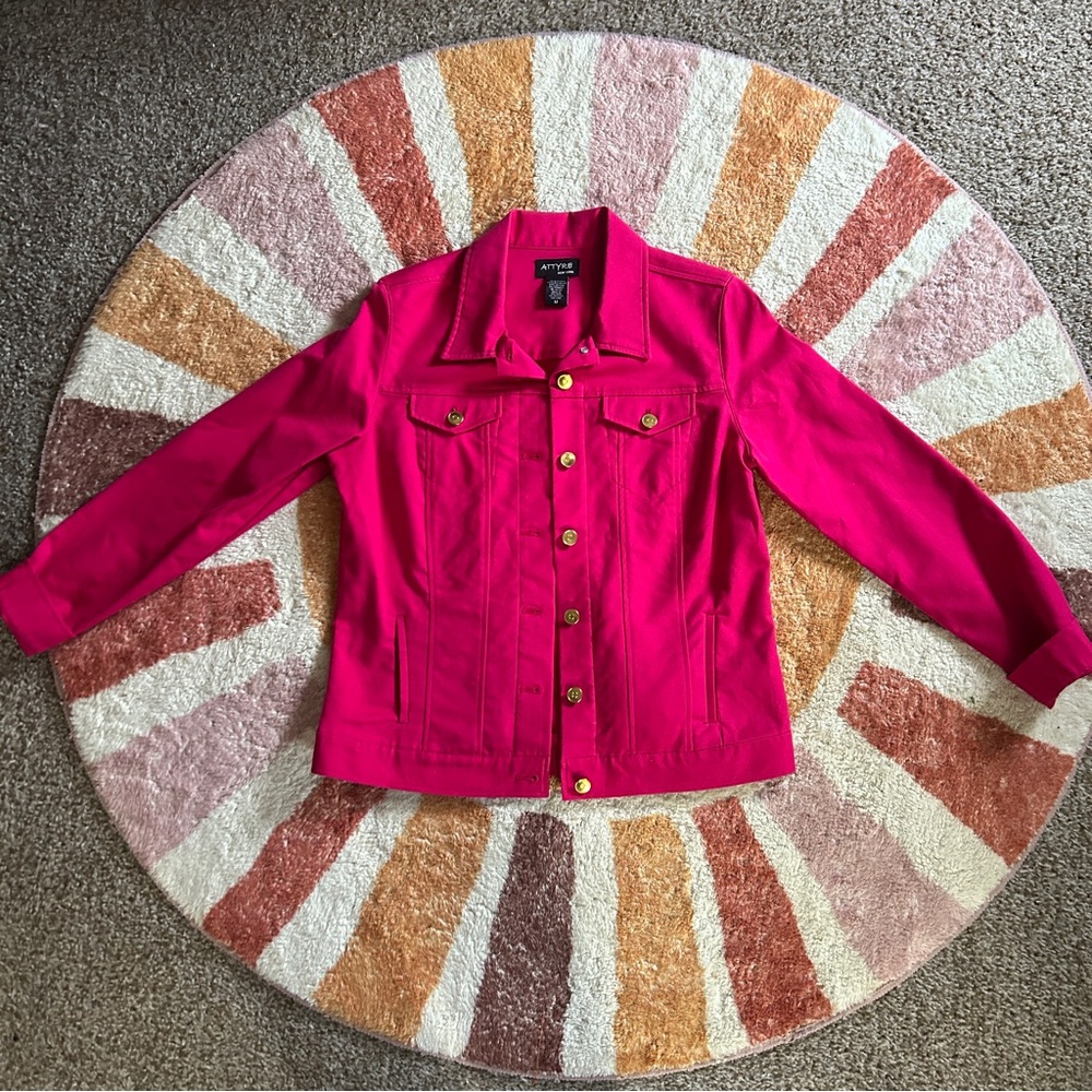 Pink Attyre jacket with gold buttons